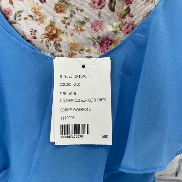 Jenny Packham Cold Shoulder Chiffon Gown- cornflower blue Size 10 - Picture 6 of 7